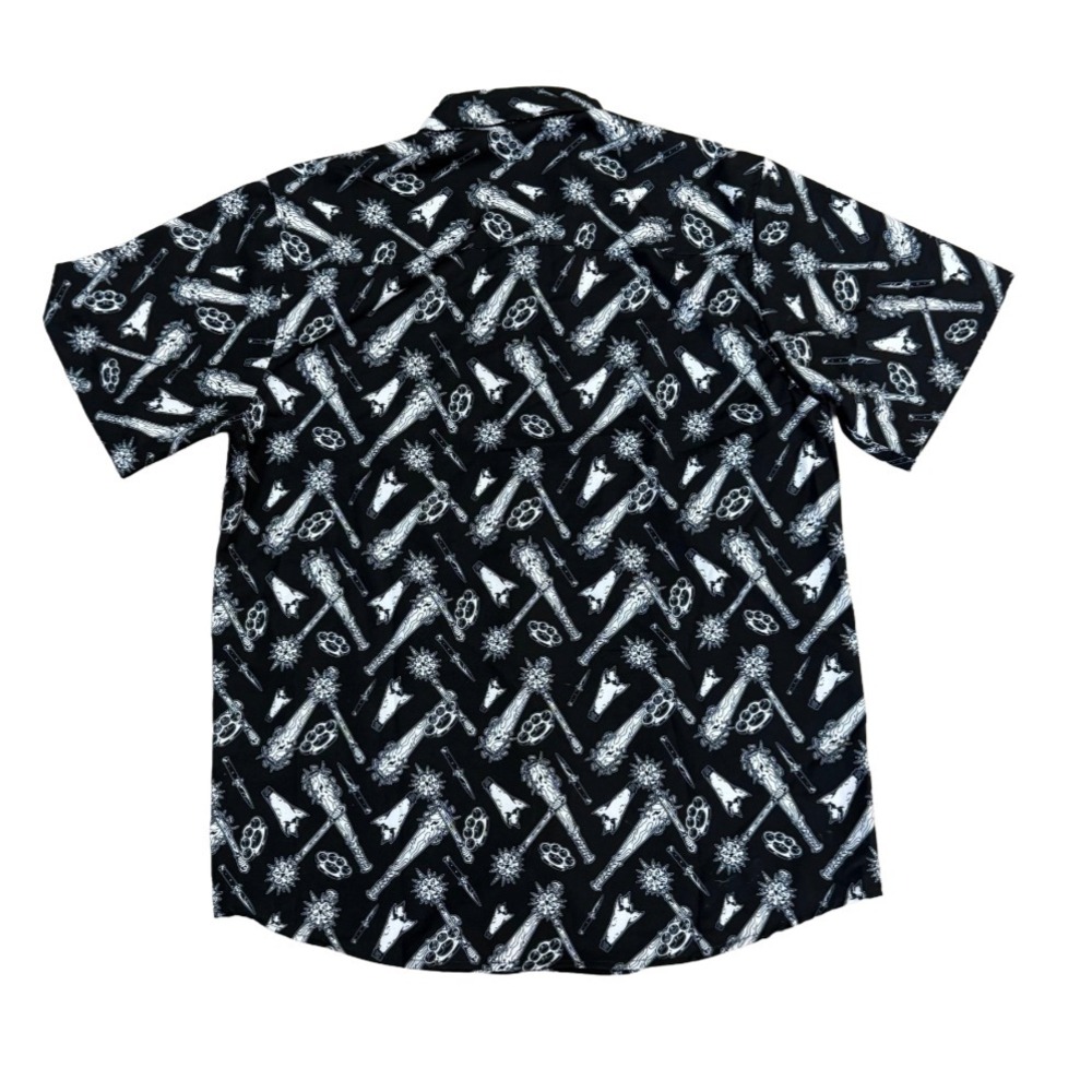 Dixxon Mens The Darkest Short Sleeve Black Button Up Shirt L - Picture 2 of 3